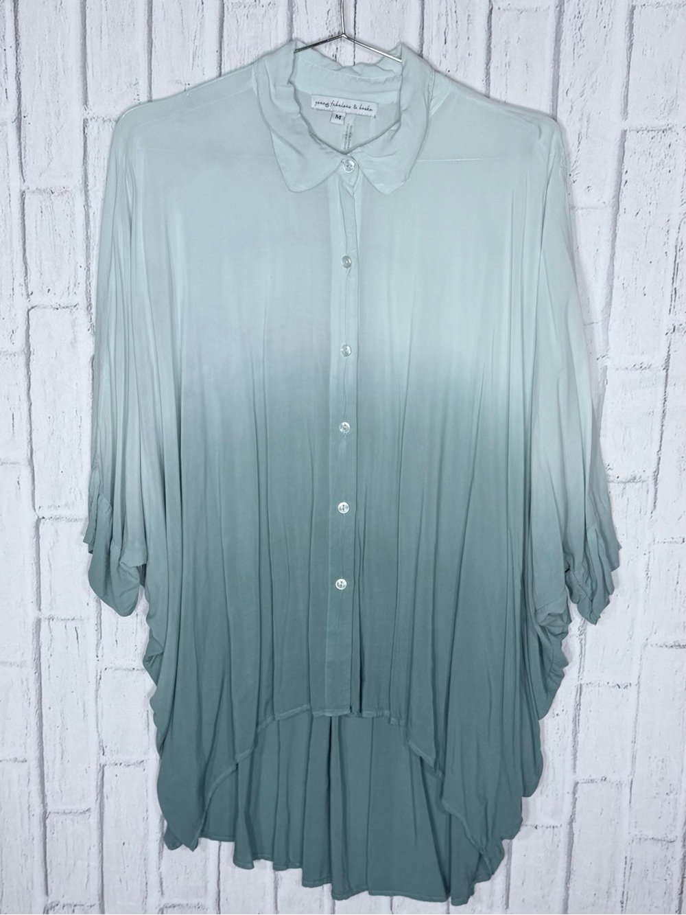 🌿 Young Fabulous & Broke Ombré Poncho Button Down Top M